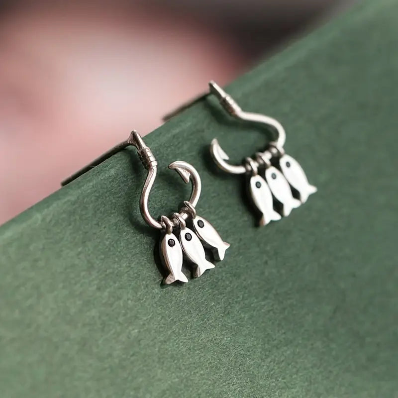 Three Fish on a Hook Earrings