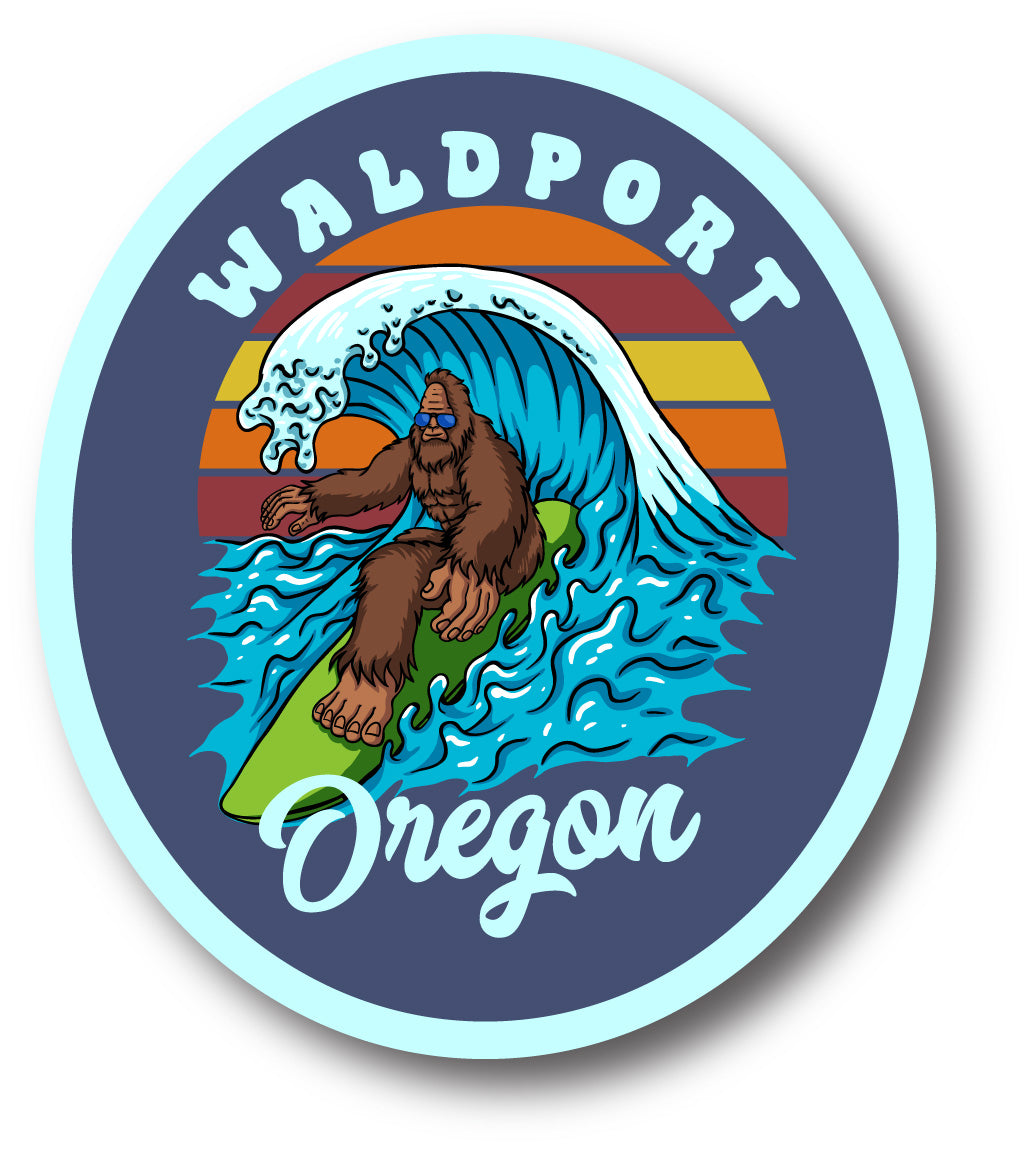 Bigfoot Surfing Waldport, Oregon Sticker