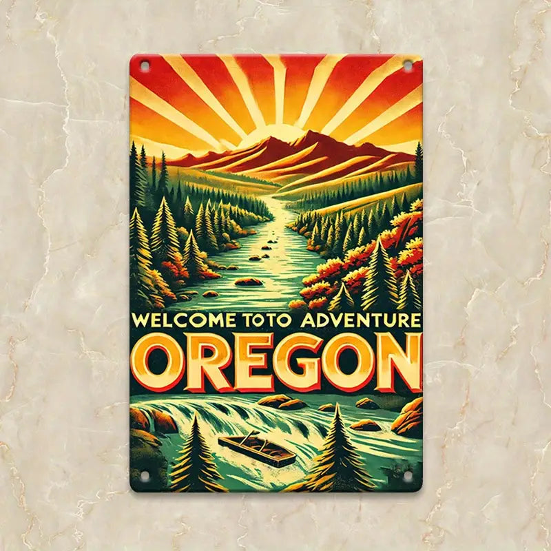 Welcome to Adventure Oregon Metal Wall Art