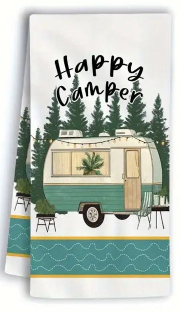 Happy Camper Tea Towel
