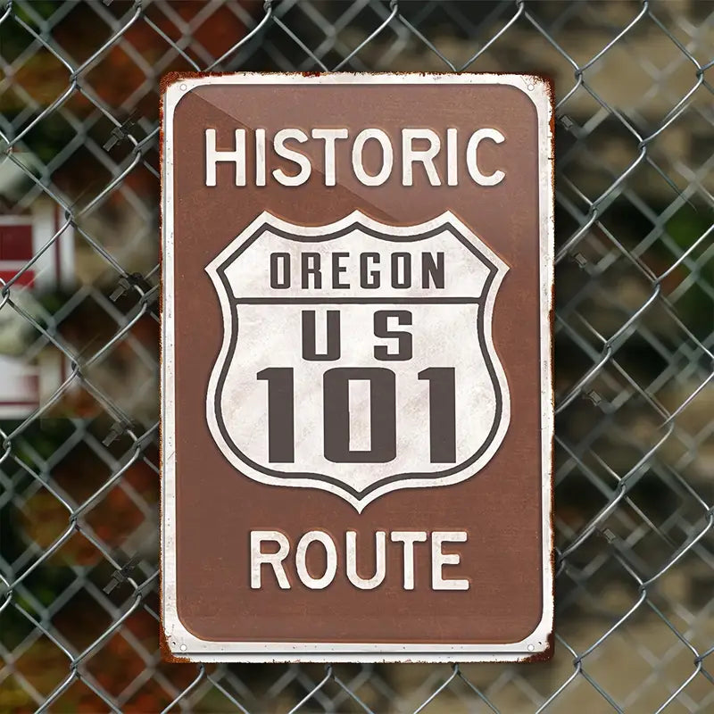 Historic Oregon US 101 Metal Wall Art
