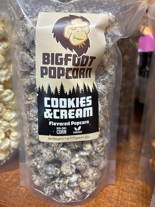 Bigfoot popcorn, cookies, and cream