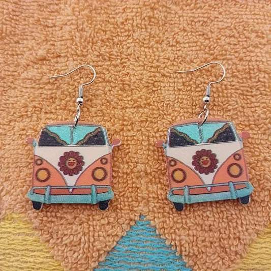 Volkswagen Retro Camper Wooden Earrings