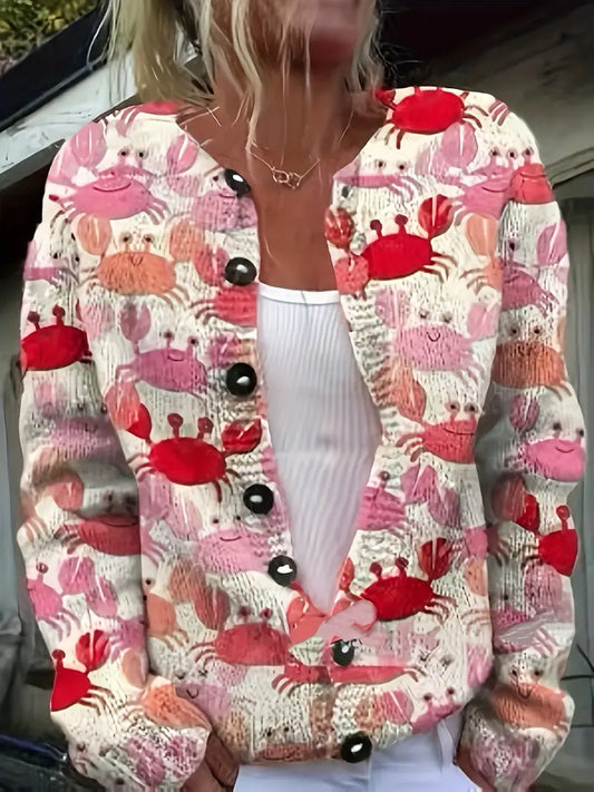 Ladies' Cute Crabs Button Down Sweater