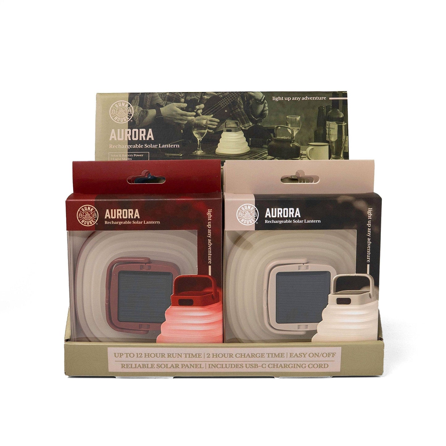 Bunk House Aurora Rechargeable and Collapsible Lantern Asst