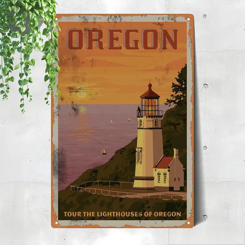 Oregon Lighthouse Metal Wall Art