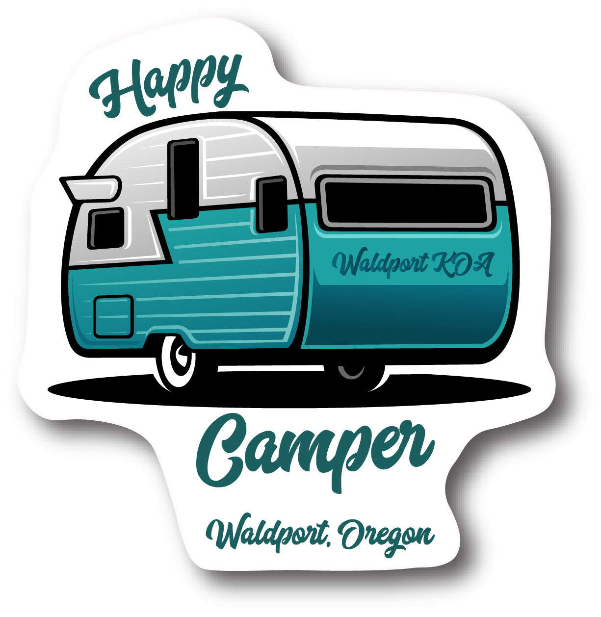 Happy Camper Waldport, Oregon Sticker