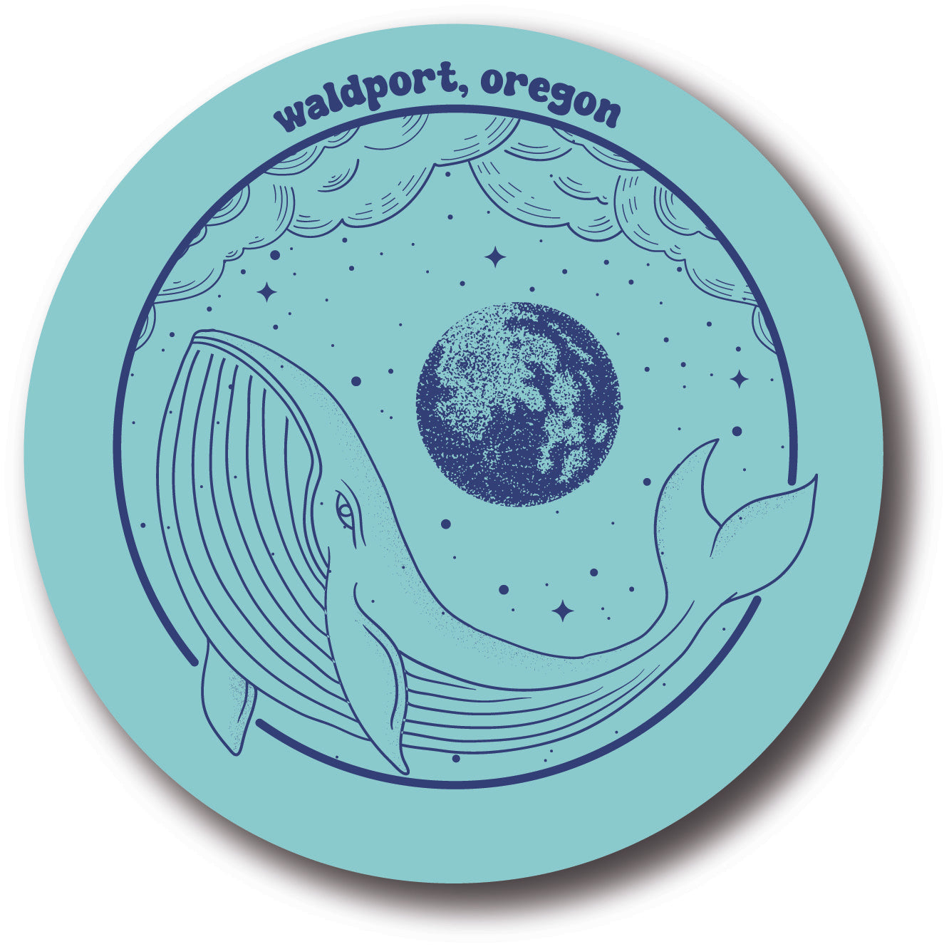 Whale Moon Waldport, Oregon Sticker