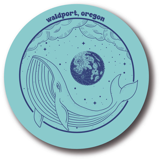 Whale Moon Waldport, Oregon Sticker