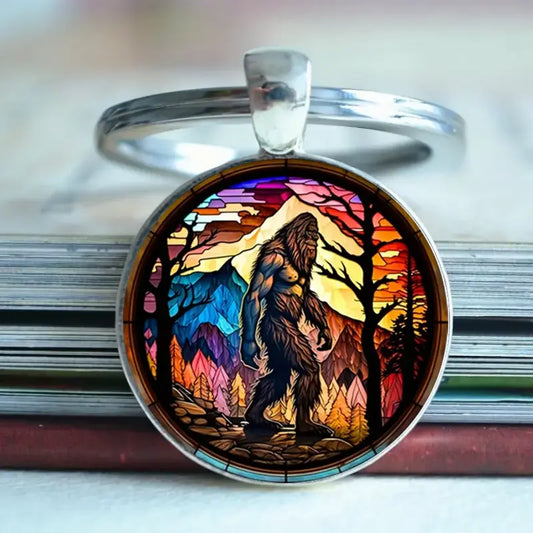Bigfoot Stained Glass Keychain