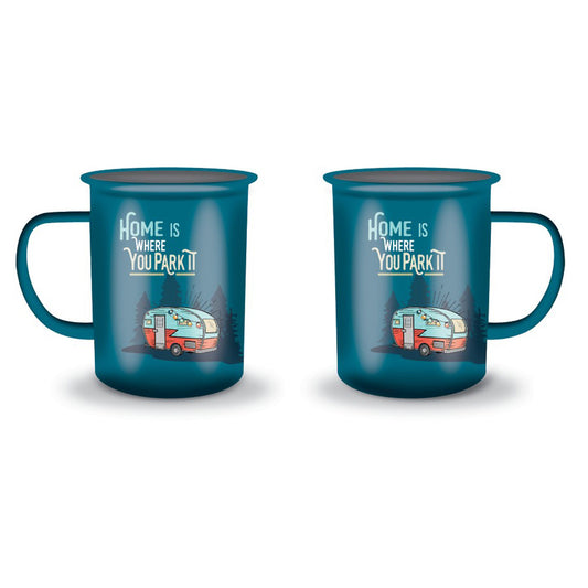 Home Is Where You Park It Enamel Mug