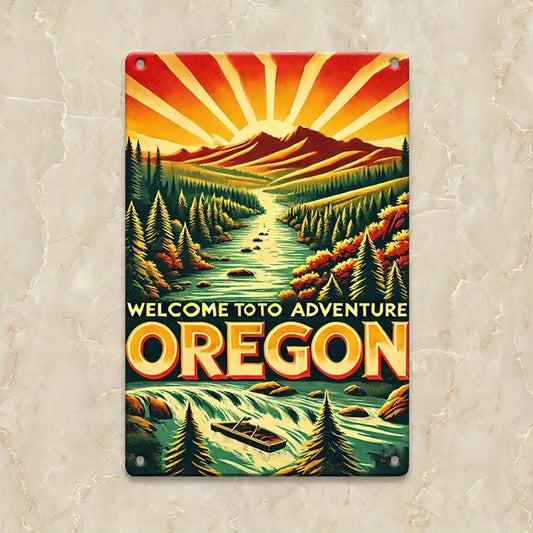 Welcome to Adventure Oregon Metal Wall Art