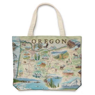 Oregon State Map Canvas Oversized Tote Bag